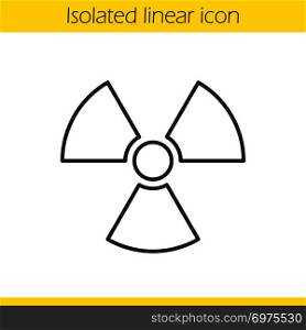 Radiation sign linear icon. Nuclear energy thin line illustration. Radioactive danger contour symbol. Vector isolated outline drawing. Radiation sign linear icon