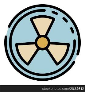 Radiation symbol icon. Outline radiation symbol vector icon color flat isolated. Radiation symbol icon color outline vector