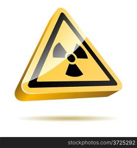 Radiation warning 3D sign icon isolated on white background.