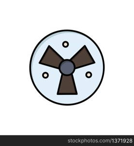 Radiation, Warning, Medical, Fan Flat Color Icon. Vector icon banner Template