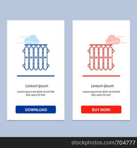 Radiator, Heating, Battery, Warm, Heat Blue and Red Download and Buy Now web Widget Card Template