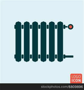 Radiator icon. Heating radiator with adjuster of warming. Vector illustration.. Radiator icon isolated