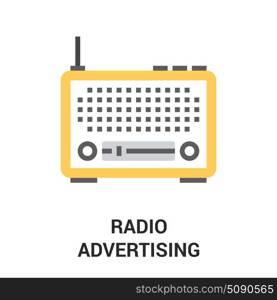 radio advertising icon. Modern flat vector illustration icon design concept. Icon for mobile and web graphics. Flat symbol, logo creative concept. Simple and clean flat pictogram, 64X64 pixel perfect