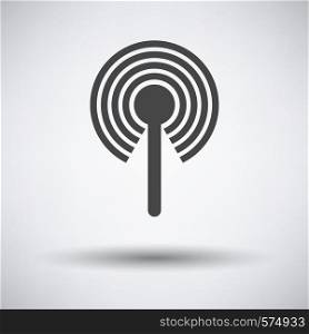Radio Antenna Icon. Dark Gray on Gray Background With Round Shadow. Vector Illustration.