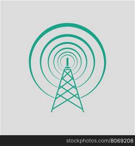 Radio antenna icon. Gray background with green. Vector illustration.
