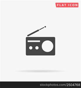 Radio flat vector icon. Glyph style sign. Simple hand drawn illustrations symbol for concept infographics, designs projects, UI and UX, website or mobile application.. Radio flat vector icon