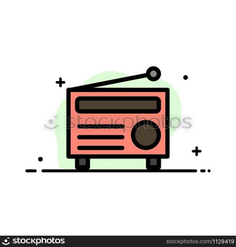 Radio, FM, Audio, Media Business Flat Line Filled Icon Vector Banner Template