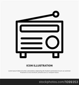 Radio, FM, Audio, Media Line Icon Vector