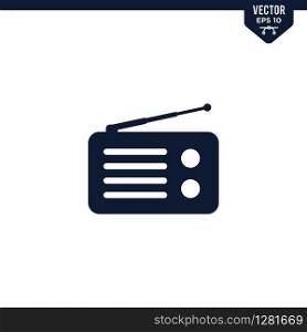 Radio icon collection in glyph style, solid color vector