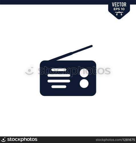 Radio icon collection in glyph style, solid color vector