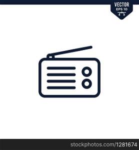 Radio icon collection in outlined or line art style, editable stroke vector