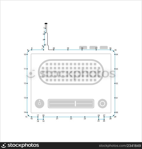 Radio Icon Connect The Dots, Radio Receiver Icon Vector Art Illustration, Puzzle Game Containing A Sequence Of Numbered Dots