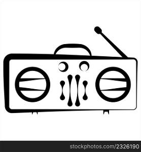 Radio Icon, Electronic Device Vector Art Illustration