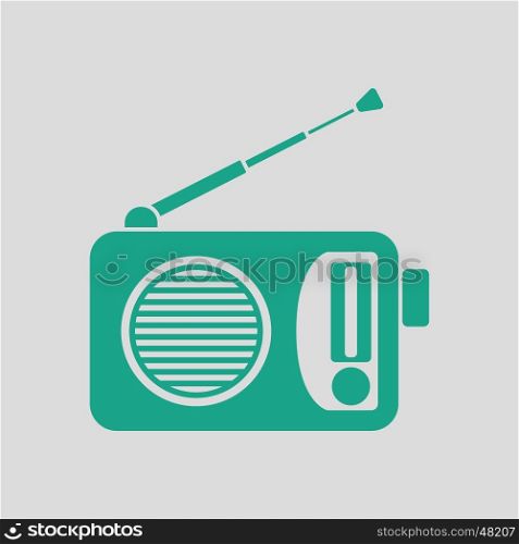 Radio icon. Gray background with green. Vector illustration.