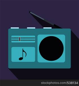 Radio icon in flat style on a violet background. Radio icon, flat style