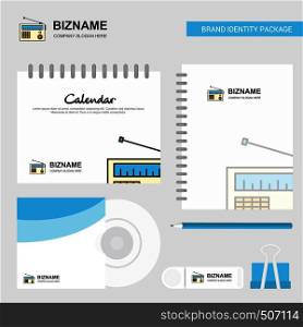 Radio Logo, Calendar Template, CD Cover, Diary and USB Brand Stationary Package Design Vector Template