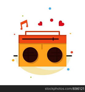 Radio, Love, Heart, Wedding Abstract Flat Color Icon Template