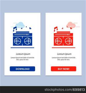 Radio, Love, Heart, Wedding Blue and Red Download and Buy Now web Widget Card Template