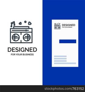 Radio, Love, Heart, Wedding Grey Logo Design and Business Card Template