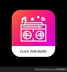 Radio, Love, Heart, Wedding Mobile App Button. Android and IOS Line Version