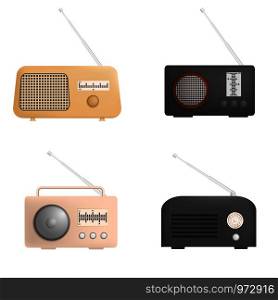 Radio music old device mockup set. Realistic illustration of 4 radio music old device mockups for web. Radio music old device mockup set, realistic style