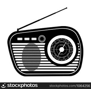 radio old retro vintage icon stock vector illustration black outline silhouette isolated on white background