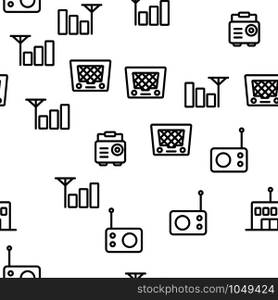 Radio Program Vector Seamless Pattern Thin Line Illustration. Radio Program Vector Seamless Pattern