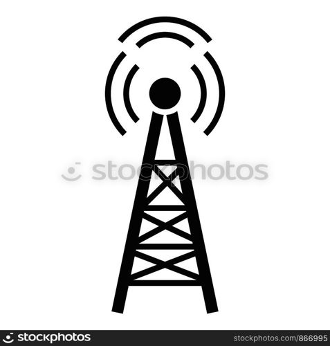 Radio tower icon. Simple illustration of radio tower vector icon for web design isolated on white background. Radio tower icon, simple style