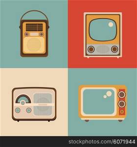 Radio TV picture is made in the style of a retro pop art
