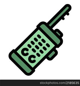 Radio walkie talkie icon. Outli≠radio walkie talkie vector icon color flat isolated. Radio walkie talkie icon color outli≠vector