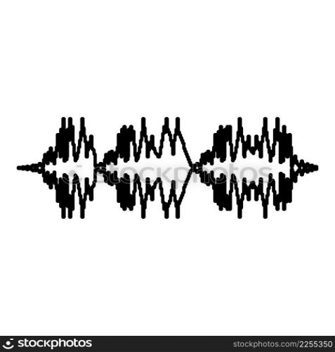 Radio wave wireless contour outline line icon black color vector illustration image thin flat style simple. Radio wave wireless Pulse audio music contour outline line icon black color vector illustration image thin flat style