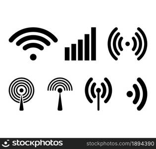 Radio waves icon. Network broadcasting symbol collection. Vector illustration set isolated on white.