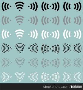 Radio waves wireless radio signal icon.. Radio waves wireless radio signal icon set.