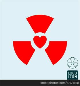 Radioactive heart icon. Radioactive heart icon. Radiation red heart symbol. Vector illustration