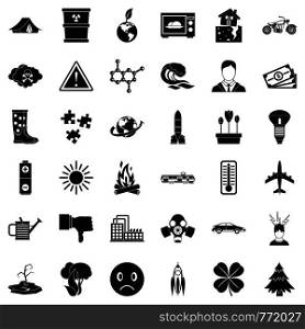 Radioactive icons set. Simple style of 36 radioactive vector icons for web isolated on white background. Radioactive icons set, simple style