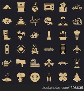 Radioactive icons set. Simple style of 36 radioactive vector icons for web for any design. Radioactive icons set, simple style