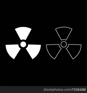 Radioactivity Symbol Nuclear sign icon outline set white color vector illustration flat style simple image