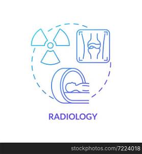 Radiology blue gradient concept icon. Arthritis clinic services abstract idea thin line illustration. X ray and densitometry. Arthritis diagnosing. Vector isolated outline color drawing. Radiology blue gradient concept icon