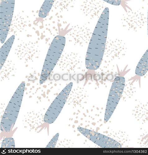 Radish root seamless pattern. Simple botanical wallpaper. Vegetarian healthy food texture. Design for fabric, textile print, wrapping paper, kitchen textiles. Vector illustration. Radish root seamless pattern. Simple botanical wallpaper.