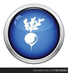 Radishes icon. Glossy button design. Vector illustration.