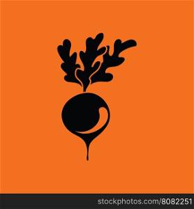Radishes icon. Orange background with black. Vector illustration.