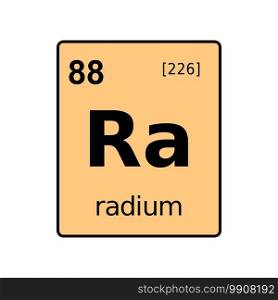 Radium chemical element of periodic table. Sign with atomic number.