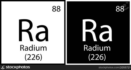 Radium chemical symbol. Mendeleev table. Square frames. Science structure. Flat art. Vector illustration. Stock image. EPS 10.. Radium chemical symbol. Mendeleev table. Square frames. Science structure. Flat art. Vector illustration. Stock image.