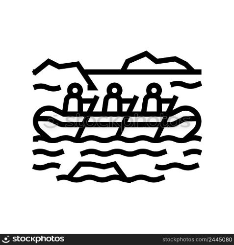 rafting extreme sport line icon vector. rafting extreme sport sign. isolated contour symbol black illustration. rafting extreme sport line icon vector illustration