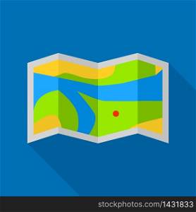 Rafting river map icon. Flat illustration of rafting river map vector icon for web design. Rafting river map icon, flat style
