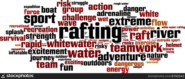 Rafting word cloud concept. Vector illustration
