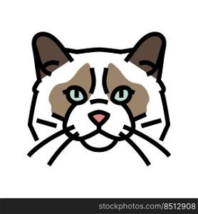 ragdoll cat cute pet color icon vector. ragdoll cat cute pet sign. isolated symbol illustration. ragdoll cat cute pet color icon vector illustration