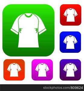 Raglan tshirt set icon color in flat style isolated on white. Collection sings vector illustration. Raglan tshirt set color collection
