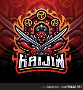 Raijin esport mascot logo design