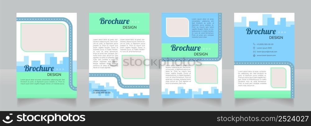 Rail eco transport blank brochure design. Template set with copy space for text. Premade corporate reports collection. Editable 4 paper pages. Lobster Regular, Nunito SemiBold, Light fonts used. Rail eco transport blank brochure design
